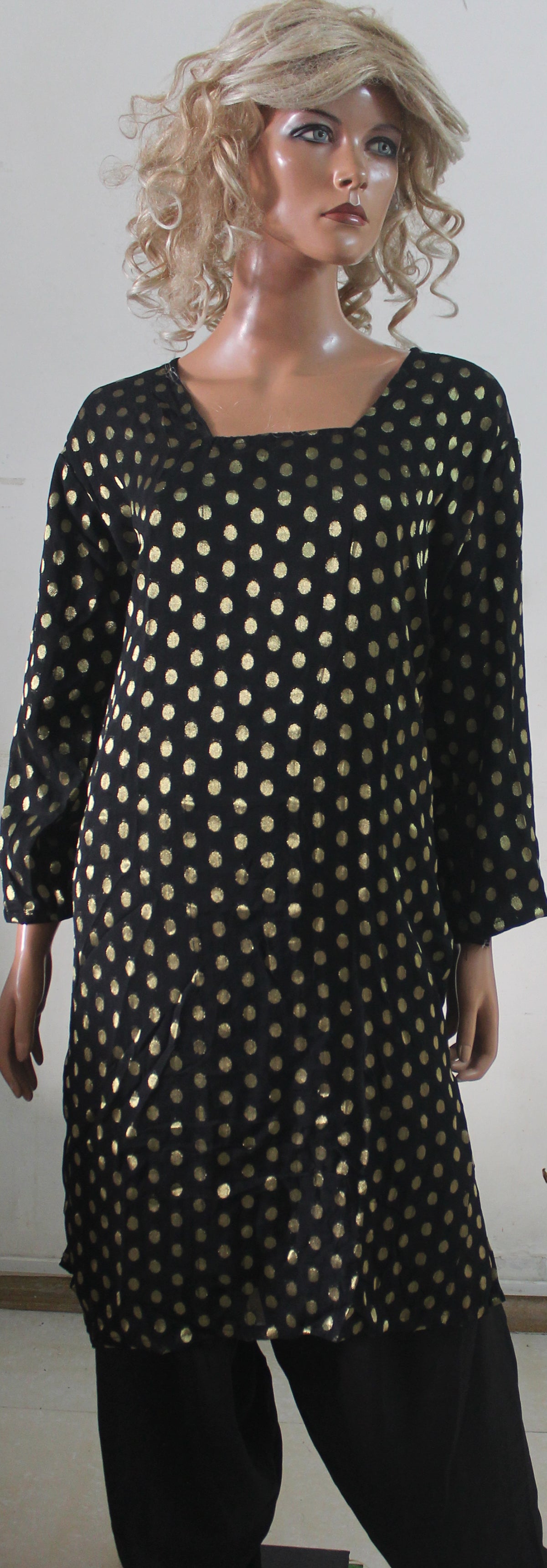 Black Gold Dot Indian Dress Salwar Kameez Chest Plus  size  50