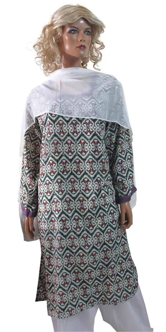 White  High Quality  Crepe  Designer  Salwar kameez Plus Size 50