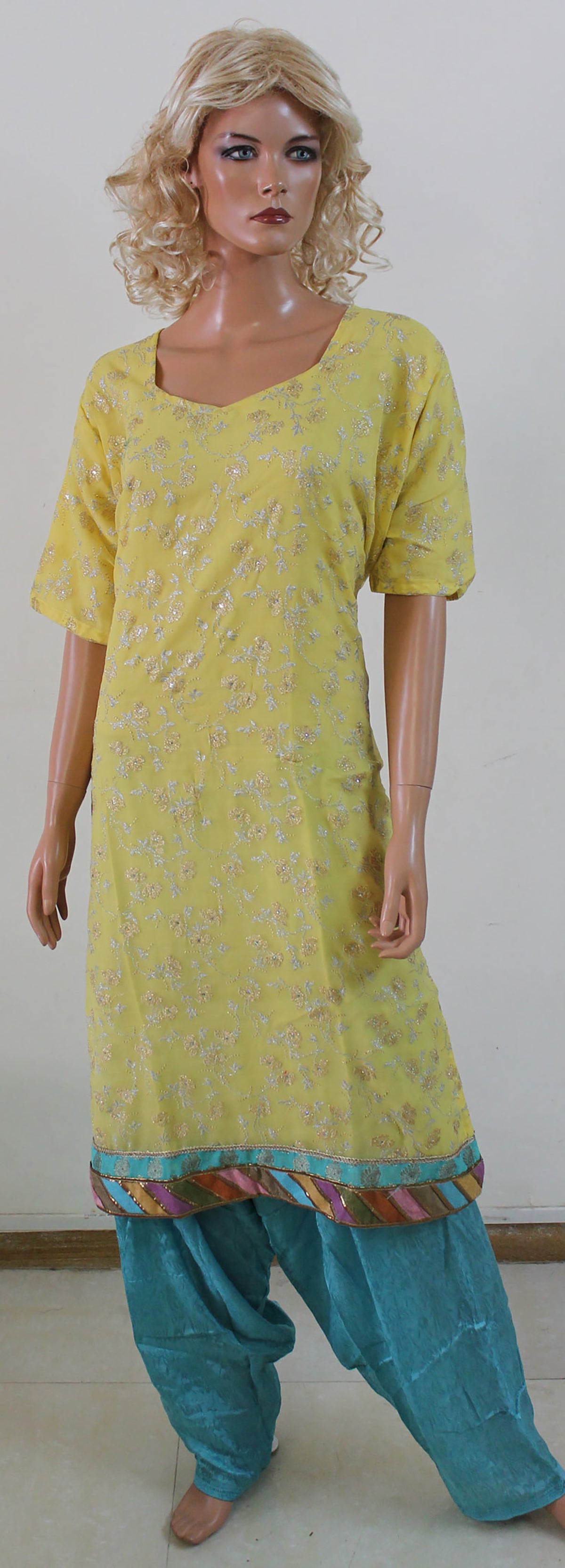 Yellow  Salwar kameez Dress Chest plus  Size 50