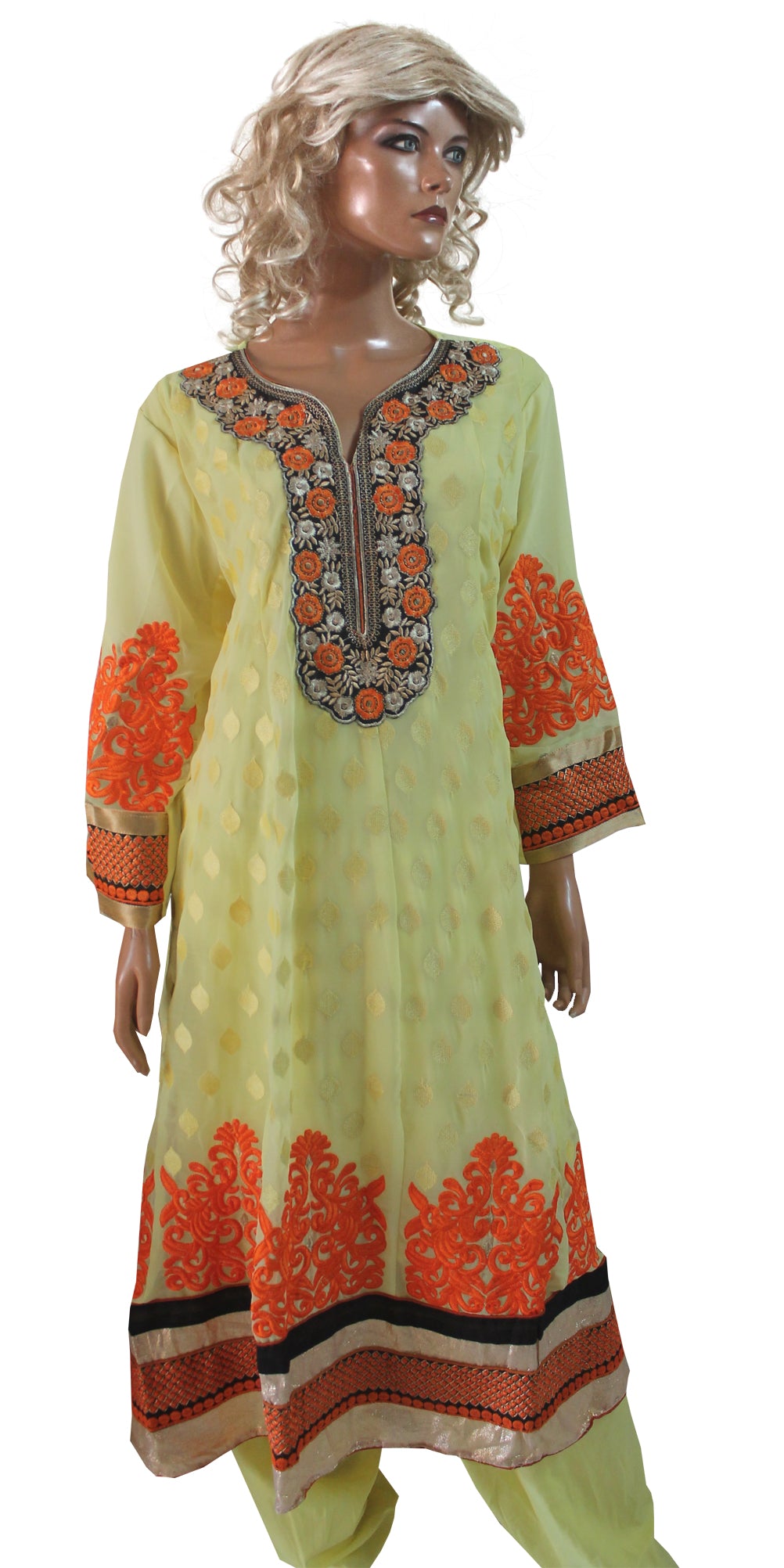 Yellow  Designer Formal Salwar kameez   Plus Size 48